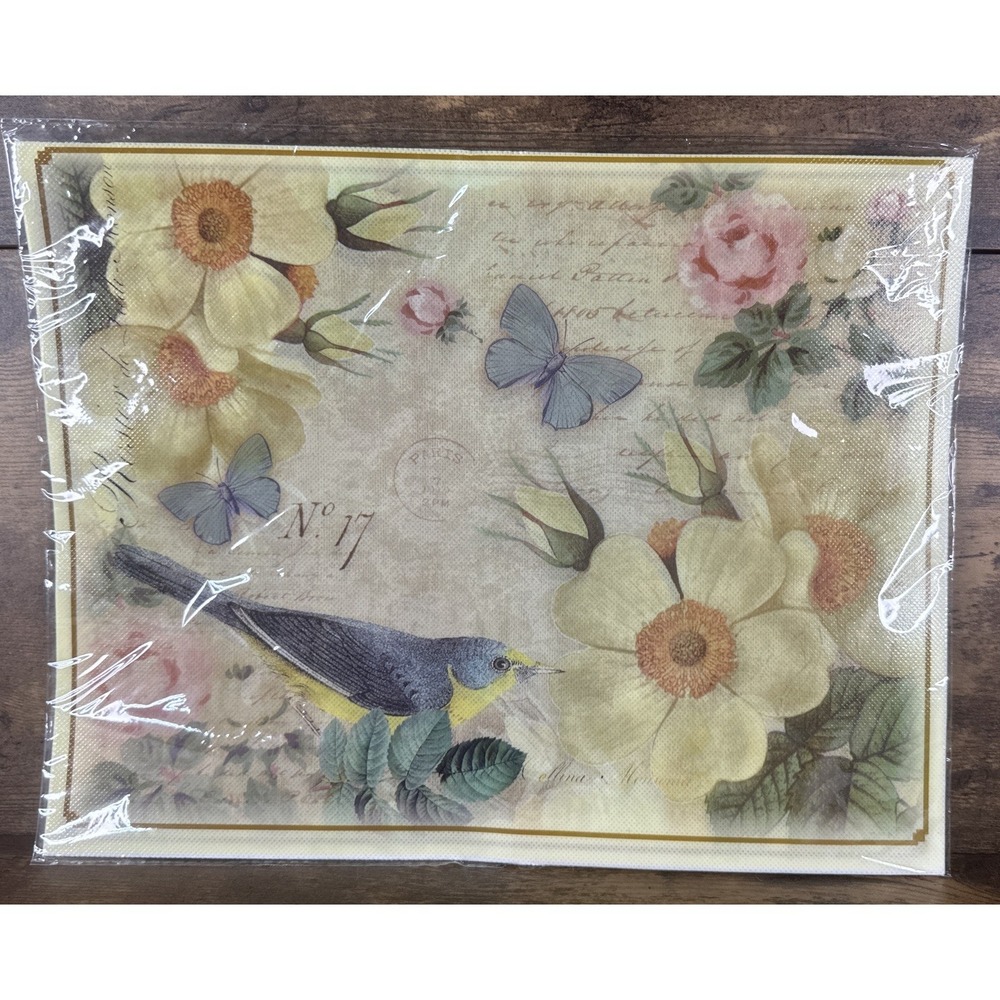 Set Of Four New Bird Flowers Table Dinner Matts Pads Fast Safe Shipping 11"x14"